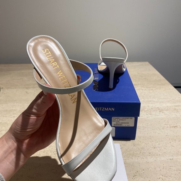 Stuart Weitzman White Leather Aleena 75 Size 7.5 - Picture 5 of 6